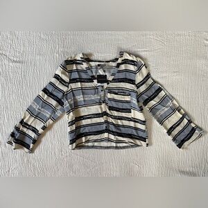 Topshop Striped Button-Up Blouse with Arm Slits